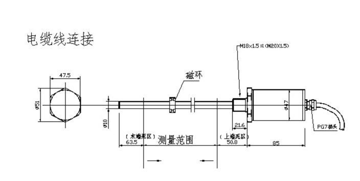 磁致伸缩位移传感器外置安装方法: 对测量范围小于是1000mm的传感器,建议选用L1安装附件;大于1000mm的,建议选用L2安装附件。 1.用传感器支架将传感器卡住,并用锁紧螺母将支架固定在传感器的螺纹上。 2.将开口磁环用两个防松垫圈#6 和两个专用螺钉M312 固定在磁环支架上,当将磁环装在测杆时,螺钉头部应朝向六方基座侧;磁环应尽量与测杆同心且无接触,但磁环稍有偏心不会影响传感器的性能。 3.将固定板条紧绕在测杆的最末端,并用两个M38螺钉和两个M3螺母固定好。 注意:L1安装附件只提供一根固